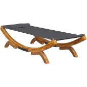 The Living Store Loungebett 100x188,5x44 cm Bugholz Massiv Anthrazit
