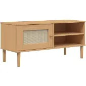 vidaXL TV-Schrank SENJA Rattan-Optik Braun 106x40x49 cm Kiefernholz