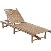 The Living Store Garten-Sonnenliege mit Auflage Bambus