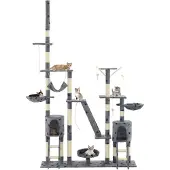 The Living Store Katzen-Kratzbaum Sisal 230-250 cm Pfoten-Aufdruck Grau