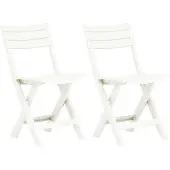 vidaXL Klappbare Gartenstühle 2 Stk. Kunststoff Weiß