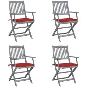 vidaXL Klappbare Gartenstühle 4 Stk. mit Sitzkissen Massivholz Akazie
