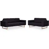 vidaXL 2-tlg. Sofagarnitur Stoff Schwarz
