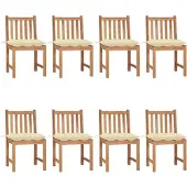 vidaXL Gartenstühle 8 Stk. mit Kissen Massivholz Teak