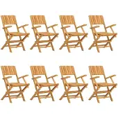 vidaXL Klappstühle, 8 Stück, 55 x 61 x 90 cm, Massivholz Teak