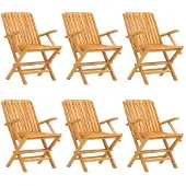 vidaXL Klappstühle, 6 Stück, 61 x 67 x 90 cm, Massivholz Teak