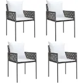 vidaXL Gartenstühle mit Kissen 4 Stk. Braun 54x61x83 cm Poly Rattan