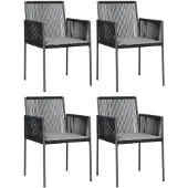 vidaXL Gartenstühle mit Kissen 4 Stk. Schwarz 54x60,5x83,5 cm