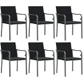 vidaXL Gartenstühle mit Kissen 6 Stk. Schwarz 56x59x84 cm Poly Rattan