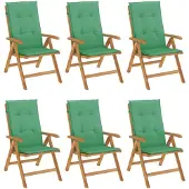 vidaXL Gartenstühle mit Kissen 6 Stk. Massivholz Teak