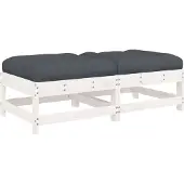 vidaXL Gartenhocker mit Kissen 2 Stk. Weiß Massivholz Kiefer