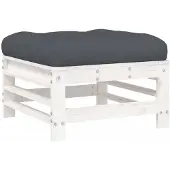 vidaXL Gartenhocker mit Kissen Weiß Massivholz Kiefer