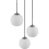 LINDBY Hängelampe Jurian, Ø 32 cm, 3-flg., nickel/opal, Glas