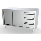 CombiSteel Arbeitsschrank mit 2 Türen 3 Schubladen aus Edelstahl 1800x700x850mm