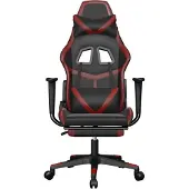 vidaXL Gaming-Stuhl mit Fußstütze Schwarz und Weinrot Kunstleder
