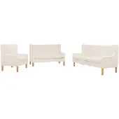 vidaXL 3-tlg. Sofa-Set Stoff Cremeweiß