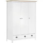 vidaXL Kleiderschrank Mit 3 Türen Hill 127X50X170Cm Massivholz Kiefer | Farbe: Weiß und braun