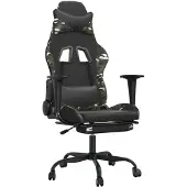 vidaXL Gamingstuhl mit Massage Fußstütze Schwarz Tarnfarben Kunstleder