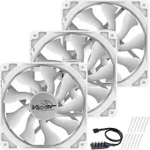 Akasa Wentylator ventilátor Viper, Baltas Fan 12cm, 120x120x25mm, HDB, 4 pin PWM, 3ks v balení