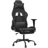 vidaXL Gaming-Stuhl mit Massage & Fußstütze Schwarz Kunstleder