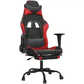 vidaXL Gaming-Stuhl mit Massage & Fußstütze Schwarz & Rot Kunstleder