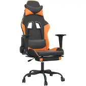 vidaXL Gaming-Stuhl mit Massage & Fußstütze Schwarz Orange Kunstleder