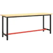 The Living Store Werkbankgestell Mattschwarz und Mattrot 190x50x79 cm Metall
