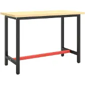 The Living Store Werkbankgestell Mattschwarz und Mattrot 110x50x79 cm Metall