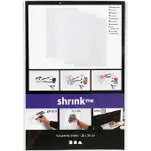 Creativ Company Plastikschrumpfplatten, Glänzend transparent, Matt transparent, Mattweiß, 20x30 cm, Dicke 0,3 mm, 4 Bl./ 1 Pck