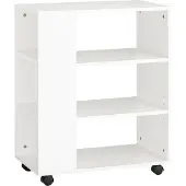 SoBuy Druckerschrank mit Rollen - Stabiler Druckertisch, Rollcontainer, Schreibtisch Unterschrank, Druckerschrank, Beistelltisch mit Rollen für Büro &amp; Homeoffice Weiß 60x75x35cm