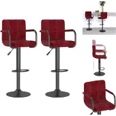 vidaXL Barhocker 2 Stk. Weinrot Samt - Barhocker