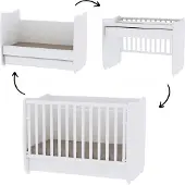 Lorelli Babybett Dream 70 x 140 cm umbaubar Kinderbett Schaukelbett Schreibtisch in weiß