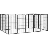 vidaXL 16-tlg. Hundelaufstall Schwarz 50x100cm Stahl Pulverbeschichtet