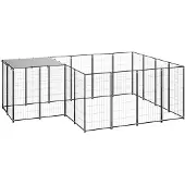 vidaXL Hundezwinger Schwarz 6,05 m² Stahl