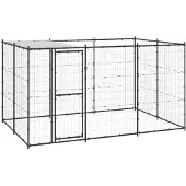 vidaXL Outdoor-Hundezwinger mit Überdachung Stahl 7,26 m2 3082293