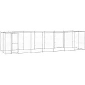 vidaXL Outdoor-Hundezwinger mit Überdachung Verzinkter Stahl 16,94 m2 3082305