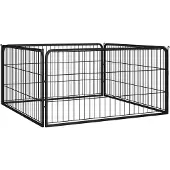 vidaXL 4-tlg. Hundelaufstall Schwarz 100x50cm Stahl Pulverbeschichtung