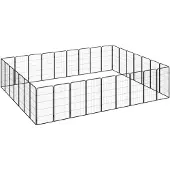 vidaXL 32-tlg. Hundelaufstall Schwarz 50x100cm Stahl Pulverbeschichtet