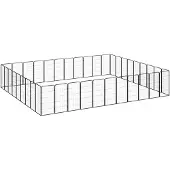 vidaXL 40-tlg. Hundelaufstall Schwarz 50x100cm Stahl Pulverbeschichtet