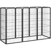 vidaXL 8-tlg. Hundelaufstall Schwarz 50x100 cm Stahl Pulverbeschichtet