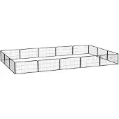 vidaXL 16-tlg. Hundelaufstall Schwarz 100x50cm Stahl Pulverbeschichtet