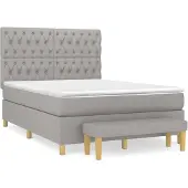 vidaXL Boxspringbett mit Matratze Hellgrau 140x200 cm Stoff