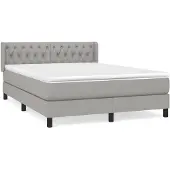 vidaXL Boxspringbett mit Matratze Hellgrau 140x190 cm Stoff