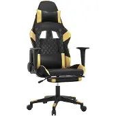 vidaXL Gaming-Stuhl mit Fußstütze Schwarz und Golden Kunstleder