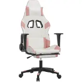 vidaXL Gaming-Stuhl mit Massage & Fußstütze Weiß & Rosa Kunstleder