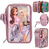Depesche TOPModel 3-Fach Federtasche mit Glitzer GLITTER QUEEN - Geschenke für Mädchen