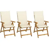 vidaXL Klappbare Gartenstühle 3 Stk. mit Auflagen Massivholz Akazie