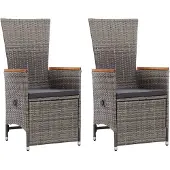 vidaXL Garten-Liegestühle 2 Stk. mit Auflagen Poly Rattan Grau