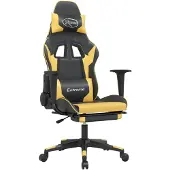 vidaXL Gaming-Stuhl mit Massage & Fußstütze Schwarz Golden Kunstleder