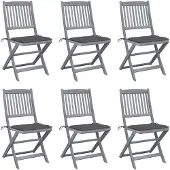 vidaXL Klappbare Gartenstühle 6 Stk. mit Sitzkissen Massivholz Akazie